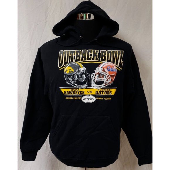 Jerzees Outback Bowl Medium Black Iowa Hawkeye Florida Gators 2017 NCAA Hoodie - Picture 1 of 10